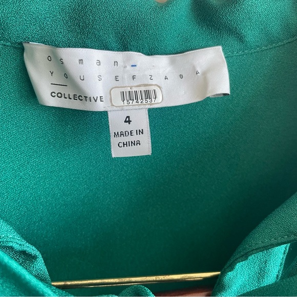 Formal cocktail dress. Osman Yousefzada for Rent the Runway Green Ruffle Bow Tie - Picture 8 of 12